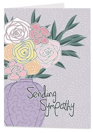 With sympathy flowers in vase card