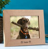 Tap to view Paw Print Personalised Wooden Photo Frame - Landscape