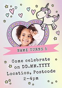 Tap to view Unicorn Party Invite Portrait Photo Postcard