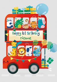 Tap to view Animal Bus 1st Birthday Card