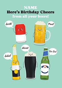 Tap to view Cheers Birthday Beers Personalised Card