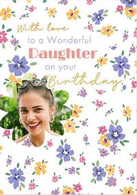 Tap to view Wonderful Daughter Ditsy Floral Photo Birthday Card