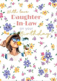 Tap to view Daughter-in-Law Ditsy Floral Photo Birthday Card