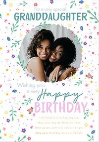 Tap to view Special Granddaughter Ditsy Floral Photo Birthday Card