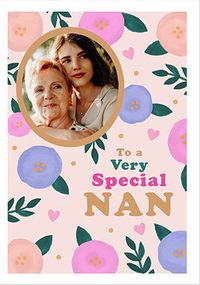 Tap to view Special Nan Floral Birthday Photo Card