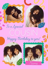 Tap to view Animal Print Cousin 4 Photo Birthday Card