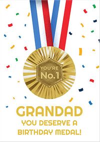 Tap to view You're No.1 Grandad Birthday Medal Card