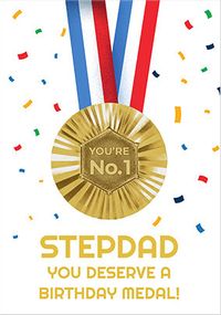 Tap to view You're No.1 Stepdad Birthday Medal Card