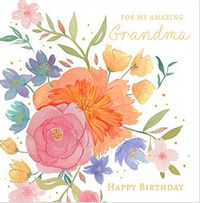 Tap to view Amazing Grandma Floral Square Birthday Card