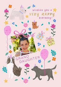 Tap to view Birthday Party Dogs Photo Card for Granddaughter