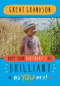 Tap to view Brilliant Great Grandson Photo Birthday Card