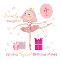 Tap to view Fairy Princess Daughter Square 4th Birthday Card