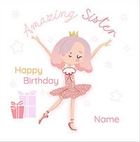 Tap to view Fairy Princess Sister Square Birthday Card