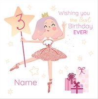 Tap to view Fairy Ballerina Square 3rd Birthday Card