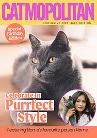 Tap to view Catmopolitan Magazine Photo Birthday Card