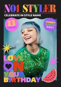 Tap to view No 1 Styler Magazine 13th Birthday Photo Card