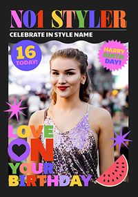 Tap to view No 1 Styler Magazine 16th Birthday Photo Card