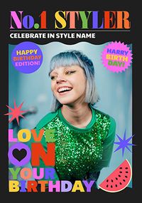 Tap to view No 1 Styler Magazine Birthday Photo Card