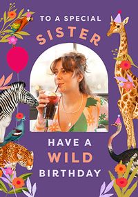 Tap to view Wild Animal Sister Photo Birthday Card