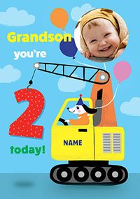 Tap to view Grandson 2nd Birthday Crane Dog Photo Card