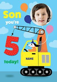 Tap to view Son 5th Birthday Crane Dog Photo Card