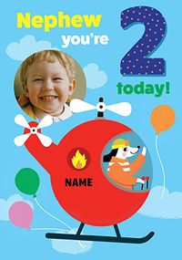 Tap to view Nephew 2nd Birthday Helicopter Dog Photo Card