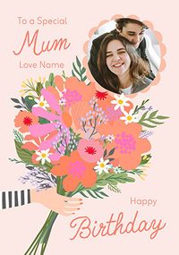 Tap to view Bouquet Mum Photo Birthday Card