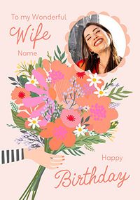 Tap to view Bouquet Wife Photo Birthday Card