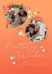 Tap to view Beautiful Friend Floral Photo Birthday Card