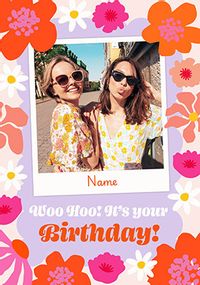 Tap to view Floral Polaroid Photo Birthday Card