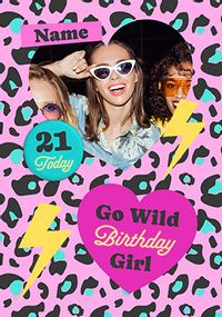 Tap to view Leopard Print 21st Photo Birthday Card