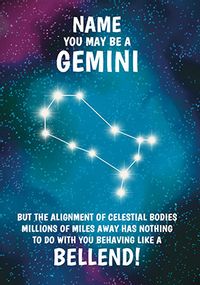 Tap to view Gemini Bellend Personalised Birthday Card