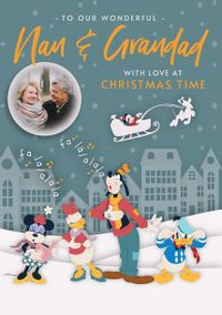 Tap to view Mickey & Friends Nan & Grandad Christmas Photo Card