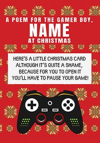 Tap to view Gamer Boy Poem Personalised Christmas Card