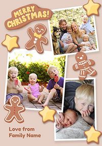 Tap to view Gingerbread Men 3 Photo Christmas Card