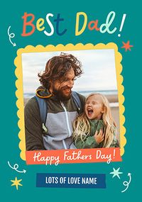 Tap to view Best Dad Teal Father's Day Photo Upload Card