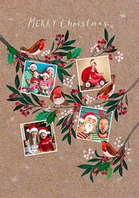 Tap to view Robins and Branches 4 Photo Christmas Card