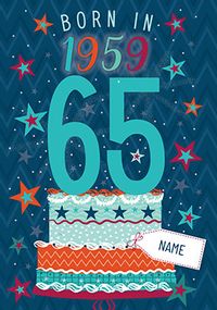 Tap to view Born in 1959 Blue 65th Birthday Card