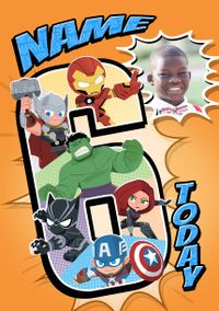 Tap to view Avengers Age 6 Photo Upload Card