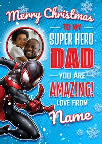 Tap to view Spider-Man Miles Morales Super Hero Dad Christmas Photo Card