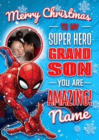 Tap to view Spider-Man Super Hero Grandson Christmas Photo Card