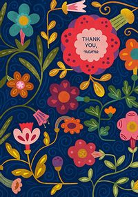 Tap to view Thank You Flowers and Leaves Personalised Card