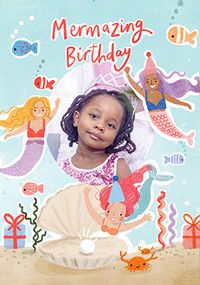 Tap to view Mermazing Birthday Photo Upload Card