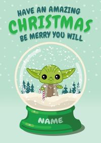 Tap to view Star Wars Yoda Snow Globe Christmas Card