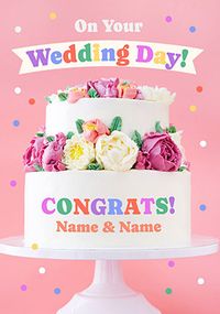 Tap to view Floral Cake Wedding Day Congratulations card