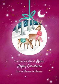 Tap to view Mum Deer Bauble Personalised Christmas Card
