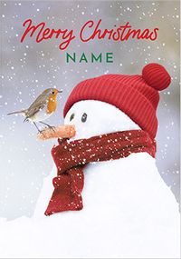 Tap to view Snowman and Robin Personalised Christmas Card