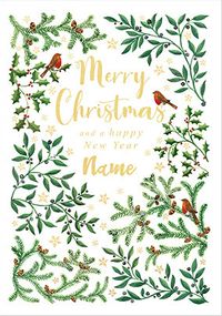 Tap to view Holly Border Merry Christmas Personalised Card