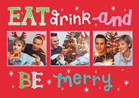 Tap to view Eat Drink and Be Merry 3 Photo Christmas Card