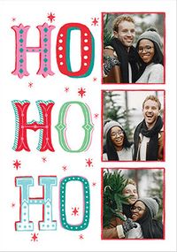 Tap to view Ho Ho Ho 3 Photo Christmas Card